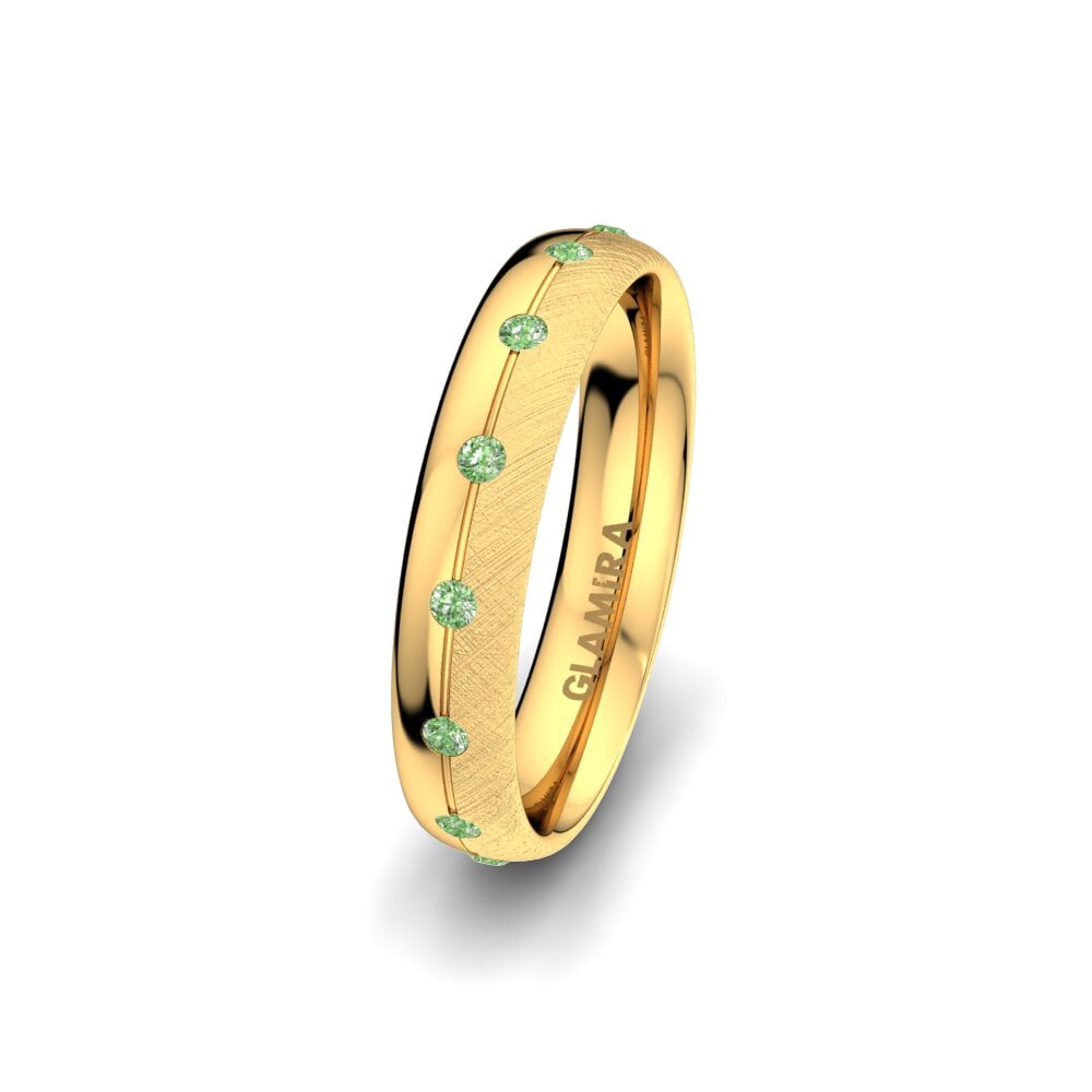 Or Jaune 585 Diamant Vert Alliance pour femme Elegant Choice 4 mm