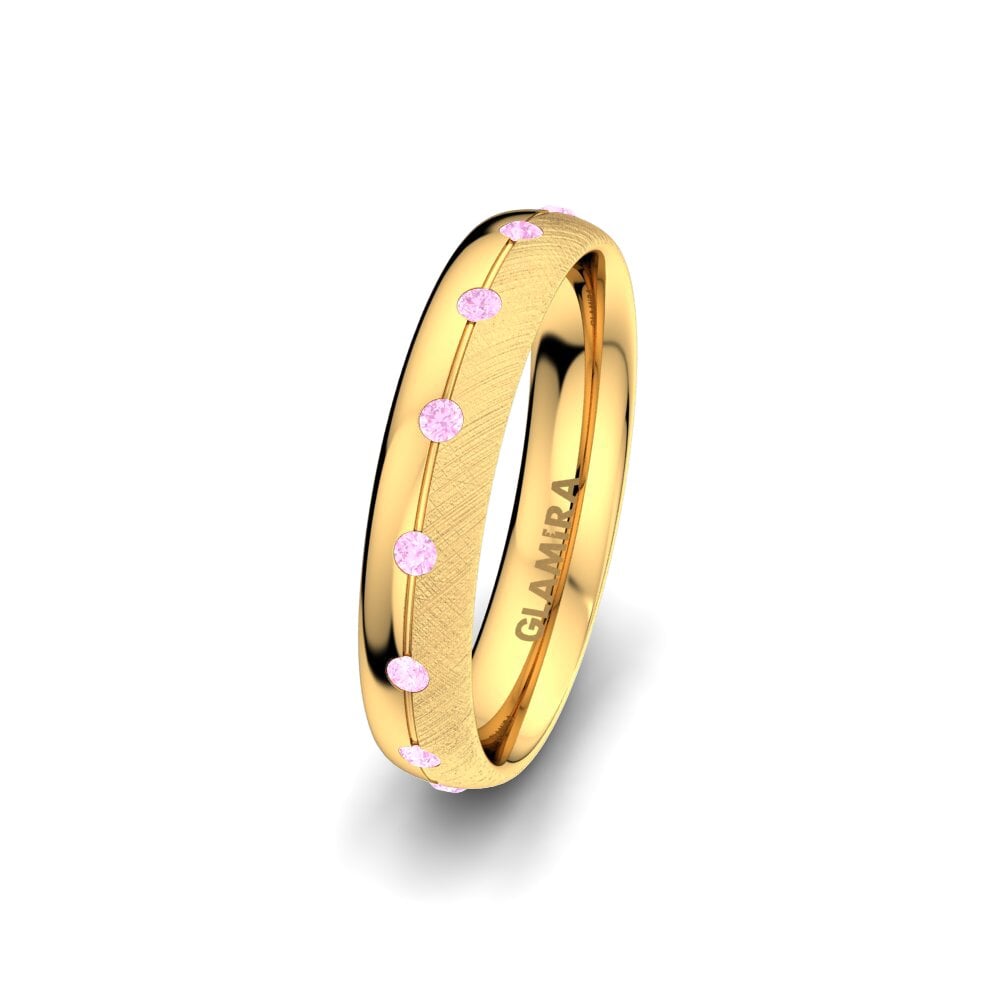 14ct Yellow Gold Pink Sapphire Women's Wedding Ring Elegant Choice 4 mm