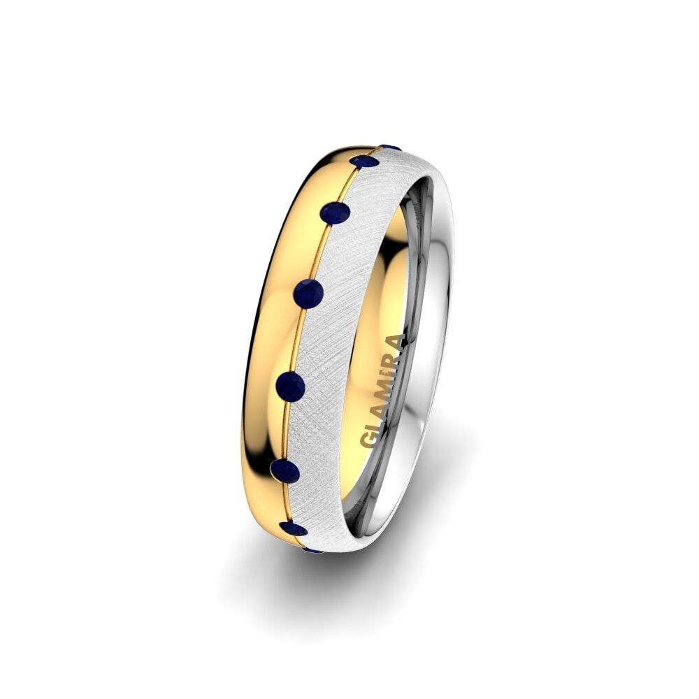 14k White & Yellow Gold Sapphire Women's Wedding Ring Elegant Choice 5 mm