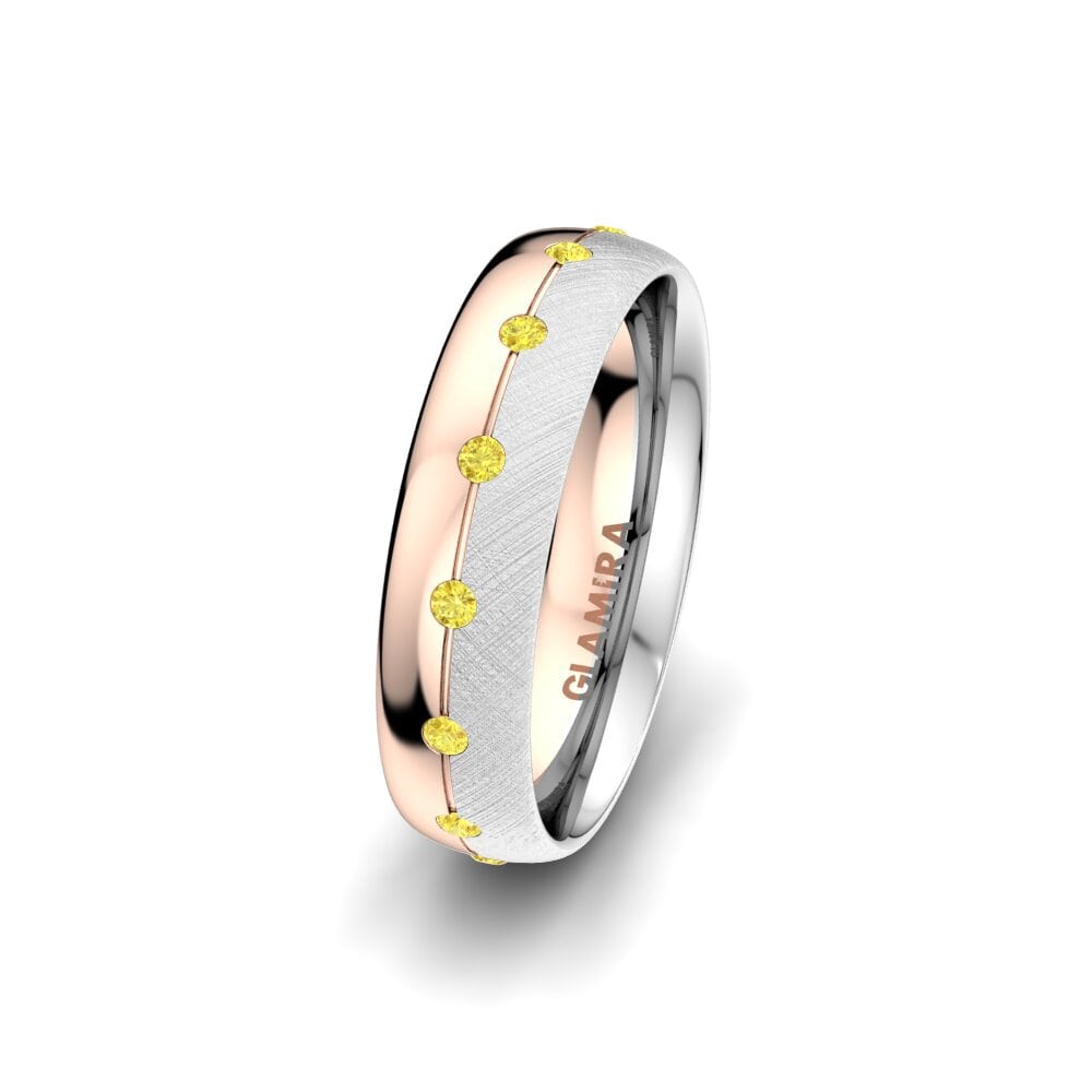 Weiß & Rotgold 750 Gelber Saphir Damen trauring Elegant Choice 5 mm