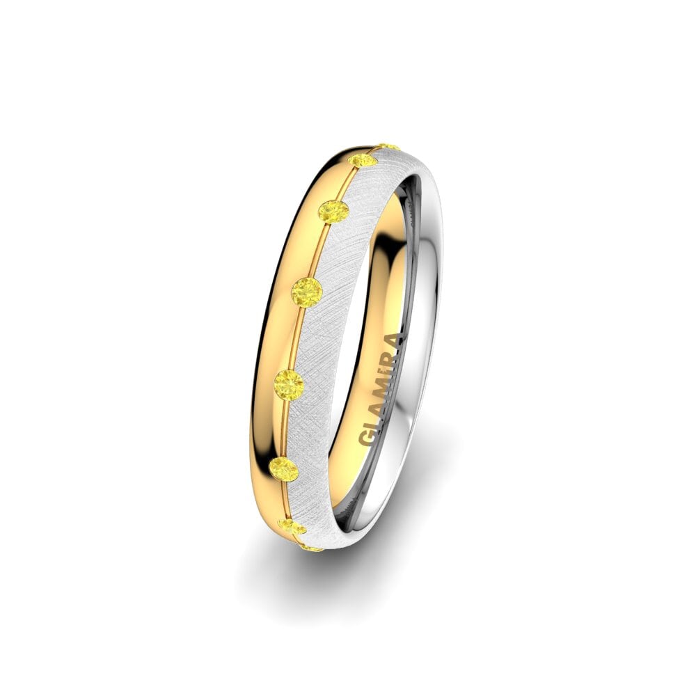Weiß & Gelbgold 375 Gelber Saphir Damen trauring Elegant Choice 4 mm