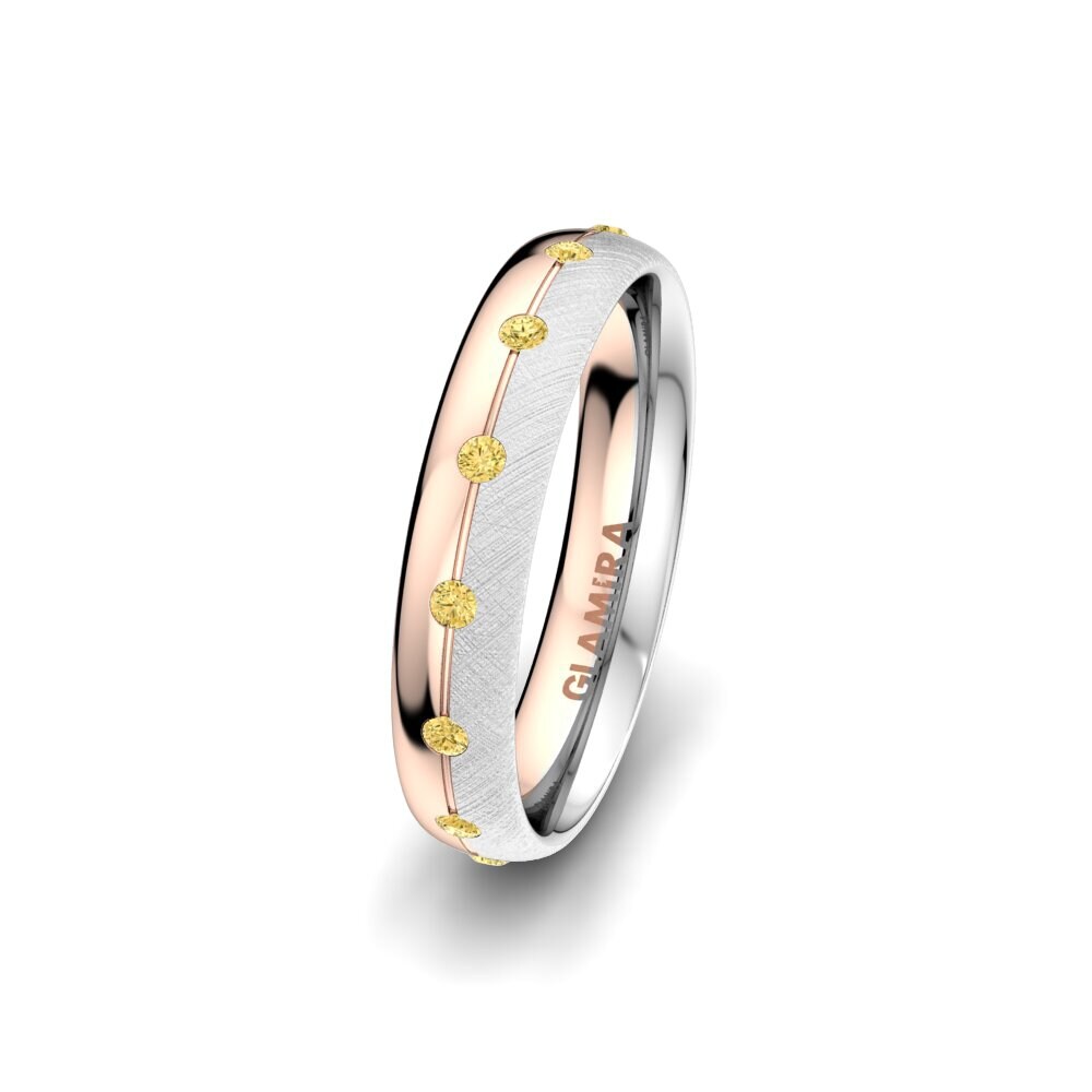 14ct White & Rose Gold Yellow Diamond Women's Wedding Ring Elegant Choice 4 mm
