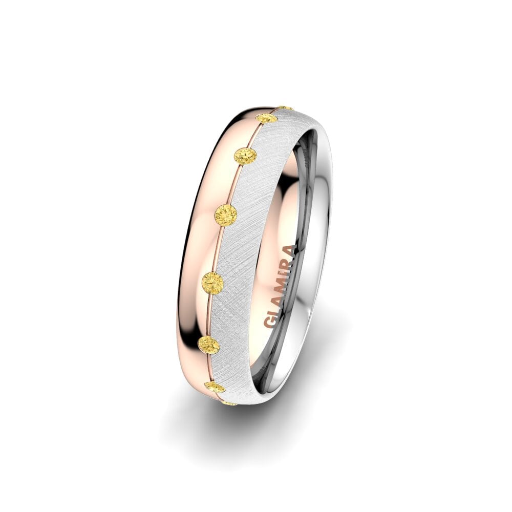 Weiß & Rotgold 750 Gelber Diamant Damen trauring Elegant Choice 5 mm