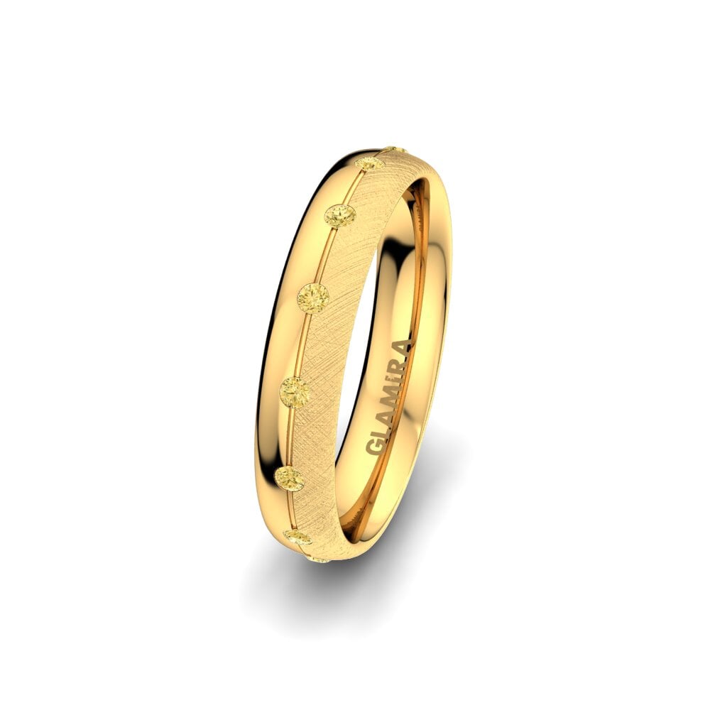14ct Yellow Gold Yellow Diamond Women's Wedding Ring Elegant Choice 4 mm