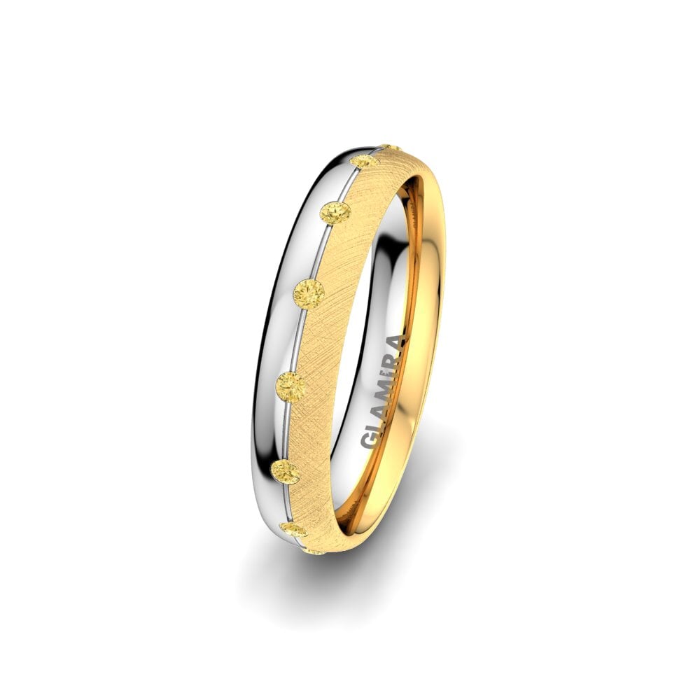 14ct Yellow & White Gold Yellow Diamond Women's Wedding Ring Elegant Choice 4 mm
