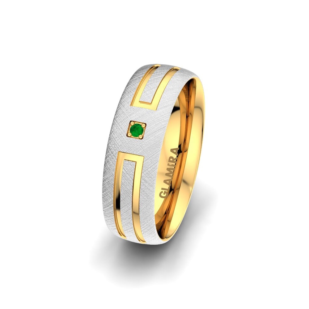 Or Blanc & Jaune 375 Émeraude Alliance pour femme Dynamic Plain 6 mm