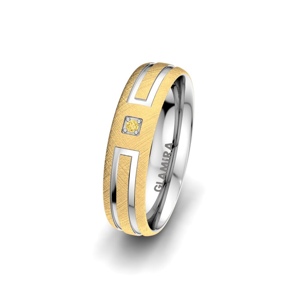 14ct Yellow & White Gold Yellow Diamond Women's Wedding Ring Dynamic Plain 5 mm