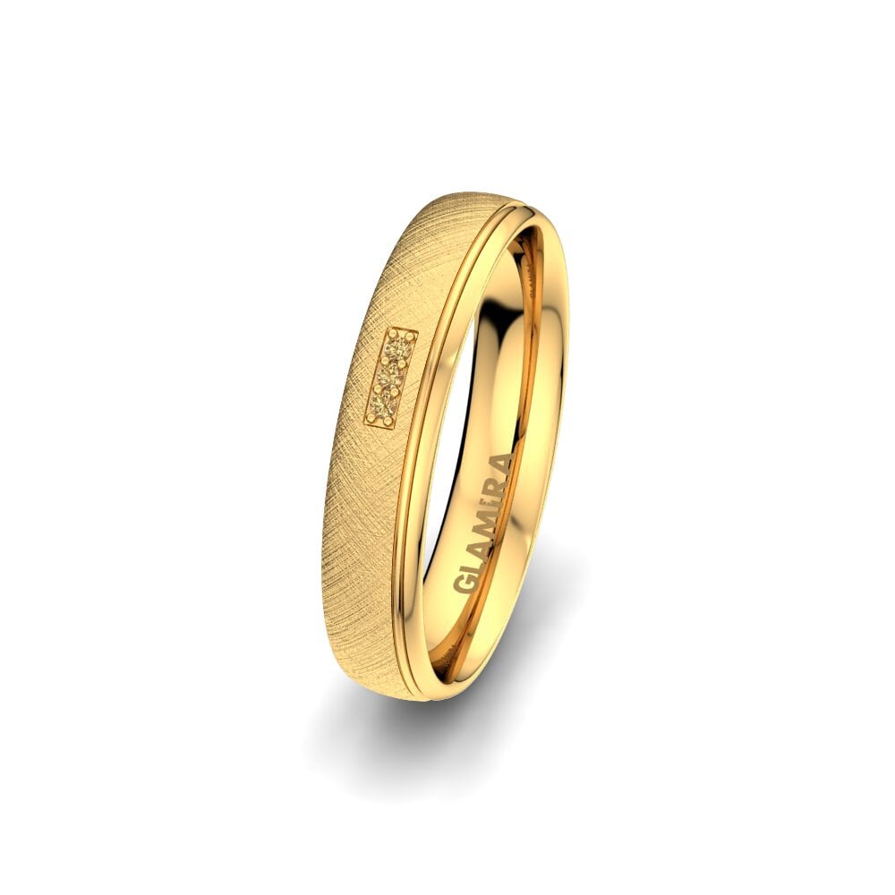 14ct Yellow Gold Brown Diamond Women's Wedding Ring Alluring Step 4 mm