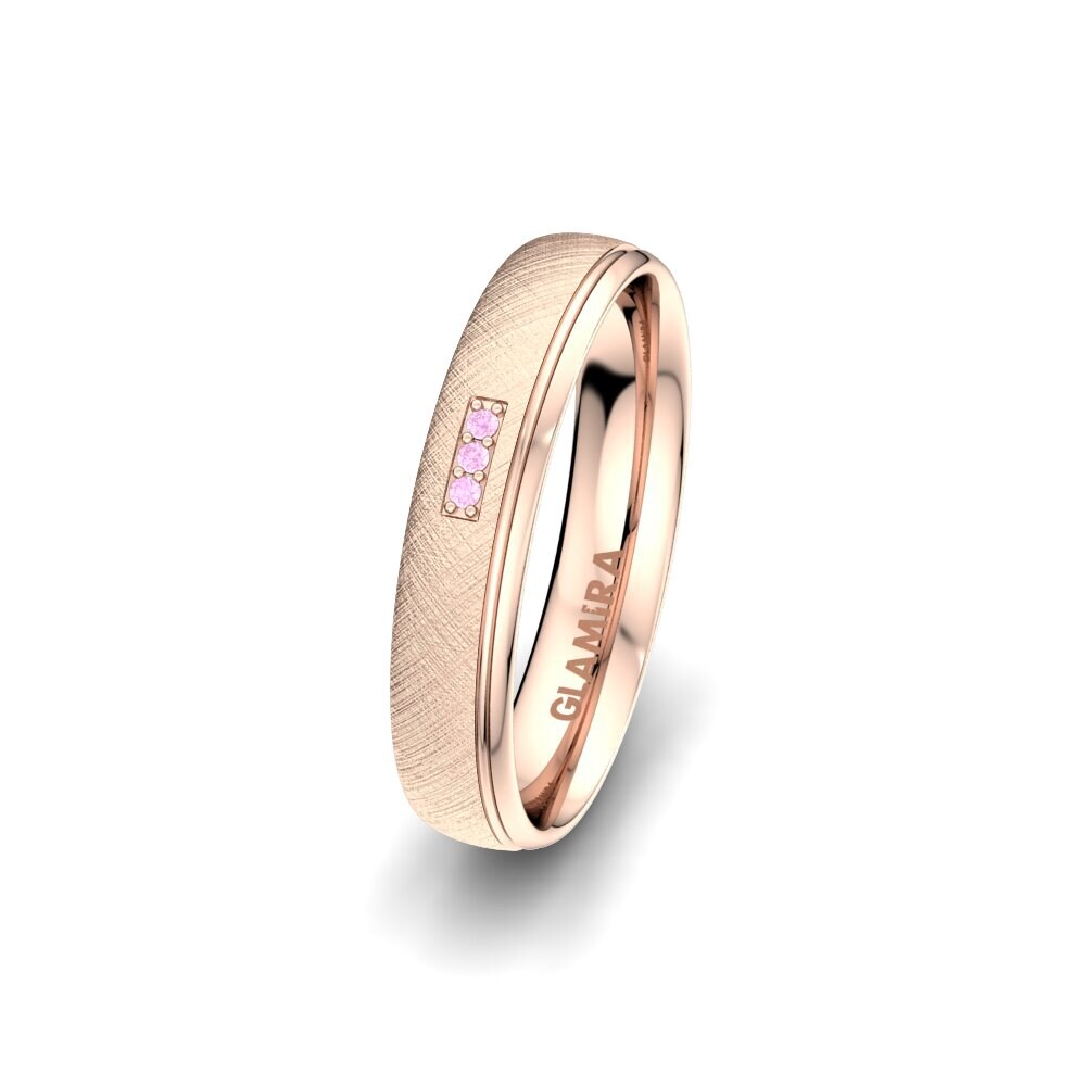 14ct Rose Gold Pink Sapphire Women's Wedding Ring Alluring Step 4 mm