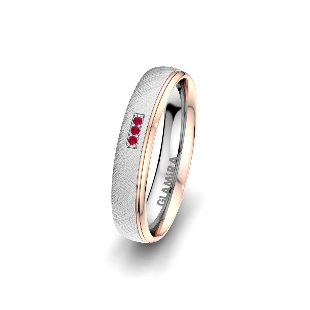9K White & Rose Gold Ruby Women's Ring Alluring Step 4 mm