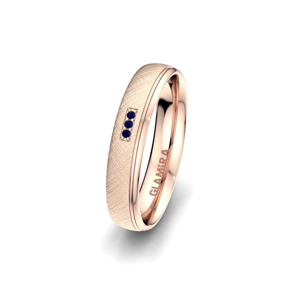 14ct Rose Gold Sapphire Women's Wedding Ring Alluring Step 4 mm