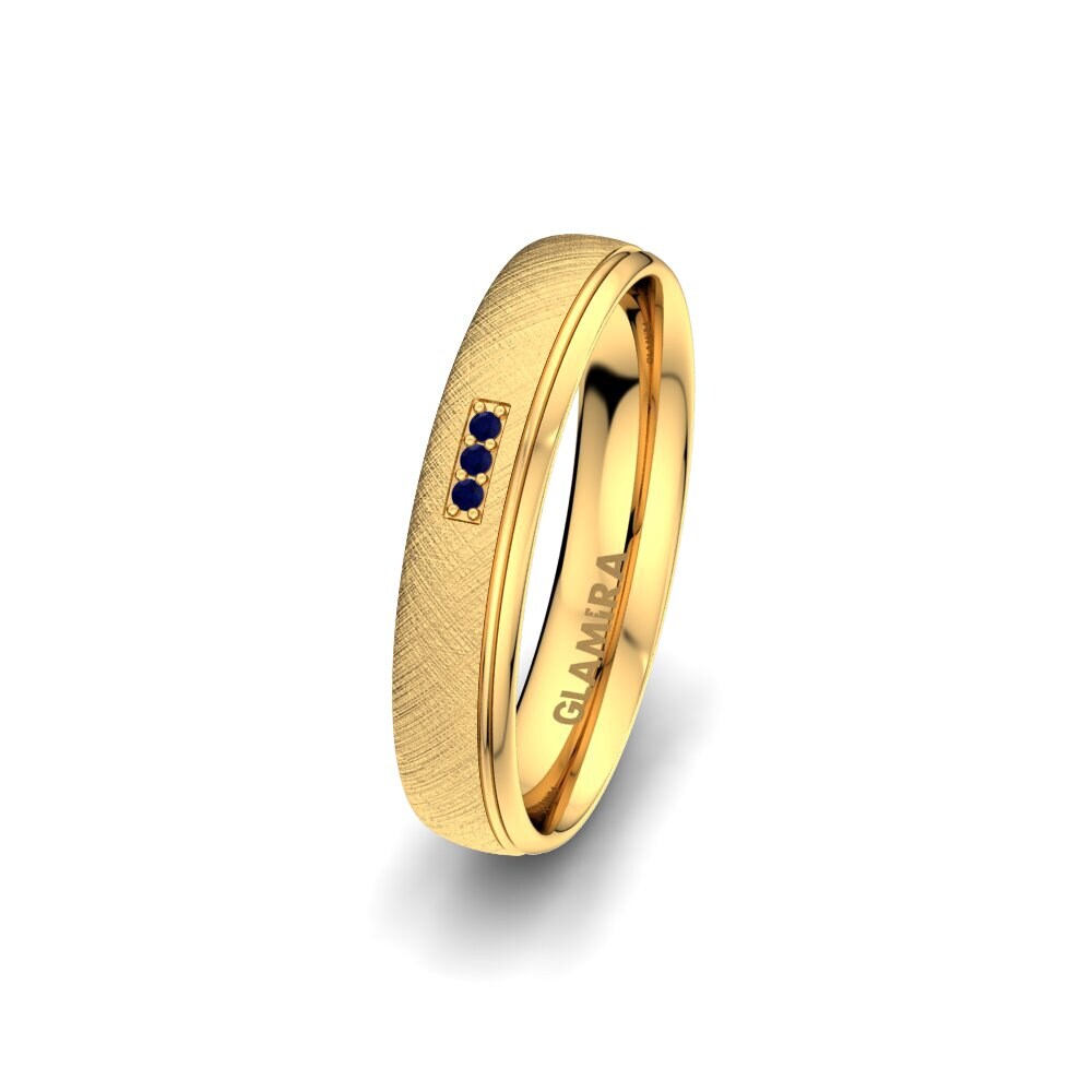 14ct Yellow Gold Sapphire Women's Wedding Ring Alluring Step 4 mm