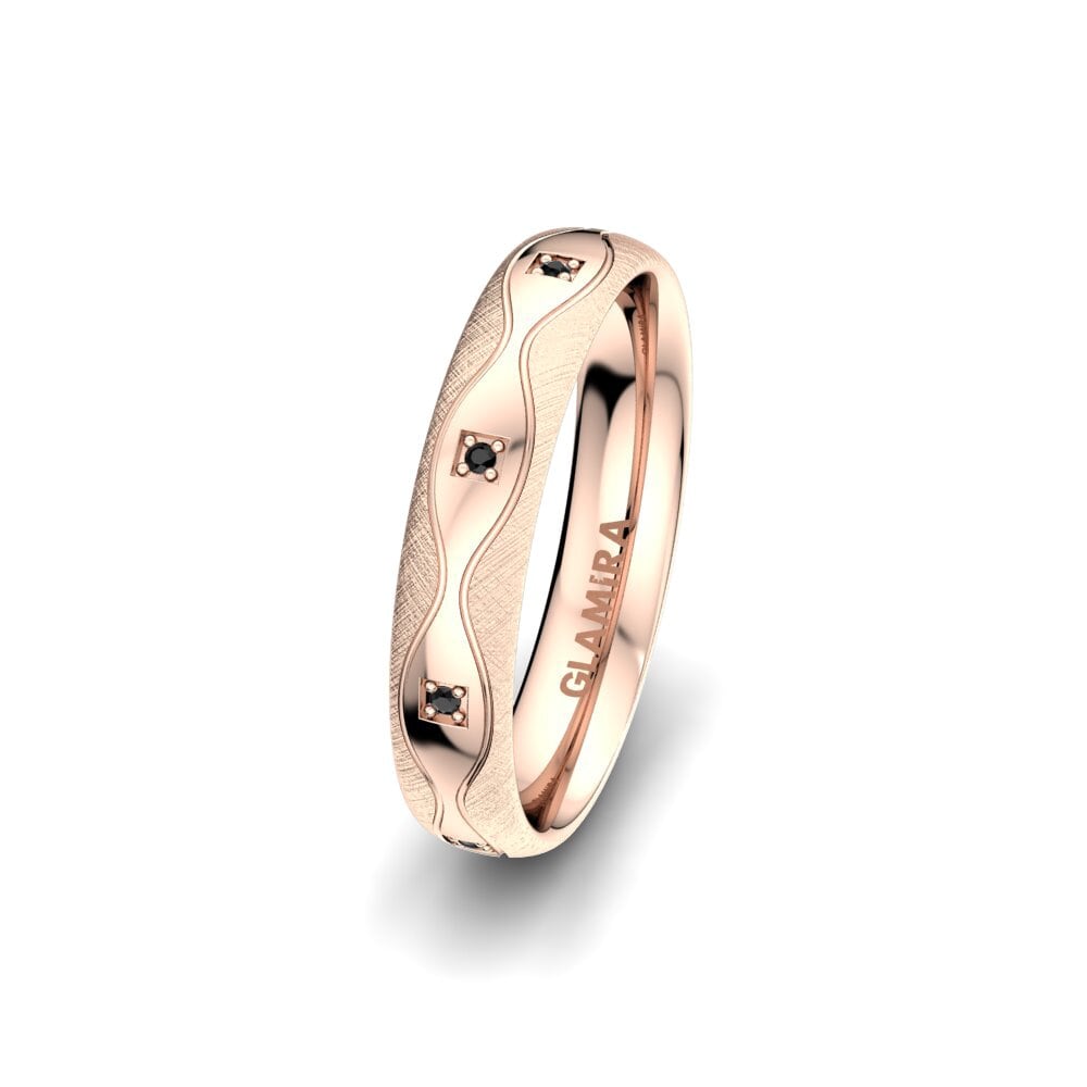 14ct Rose Gold Black Onyx Women's Wedding Ring Alluring Flame 4 mm