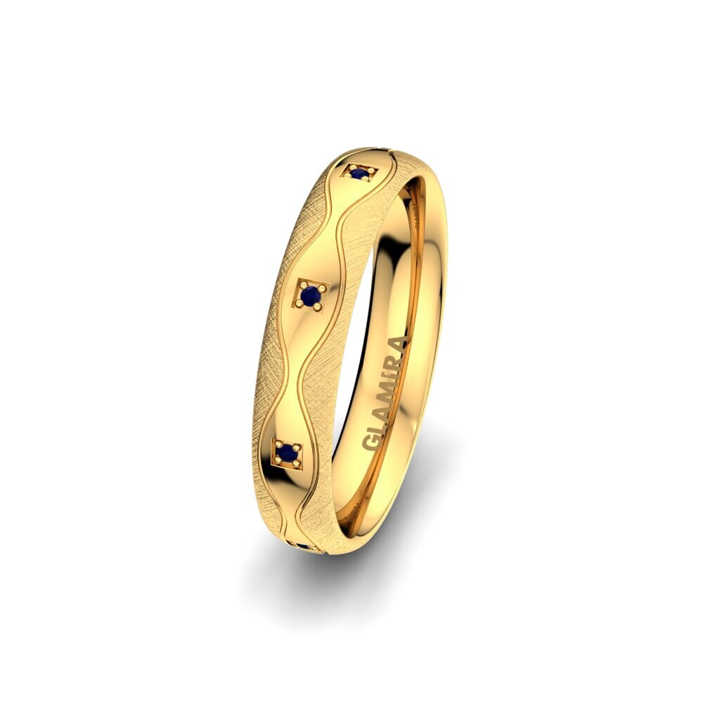 14ct Yellow Gold Sapphire Women's Wedding Ring Alluring Flame 4 mm