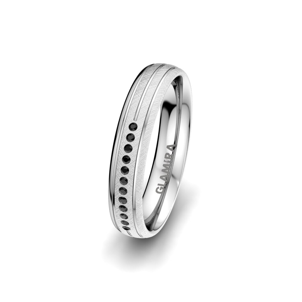 Zafiro negro Anillo Boda Mujer Alluring Line 4 mm