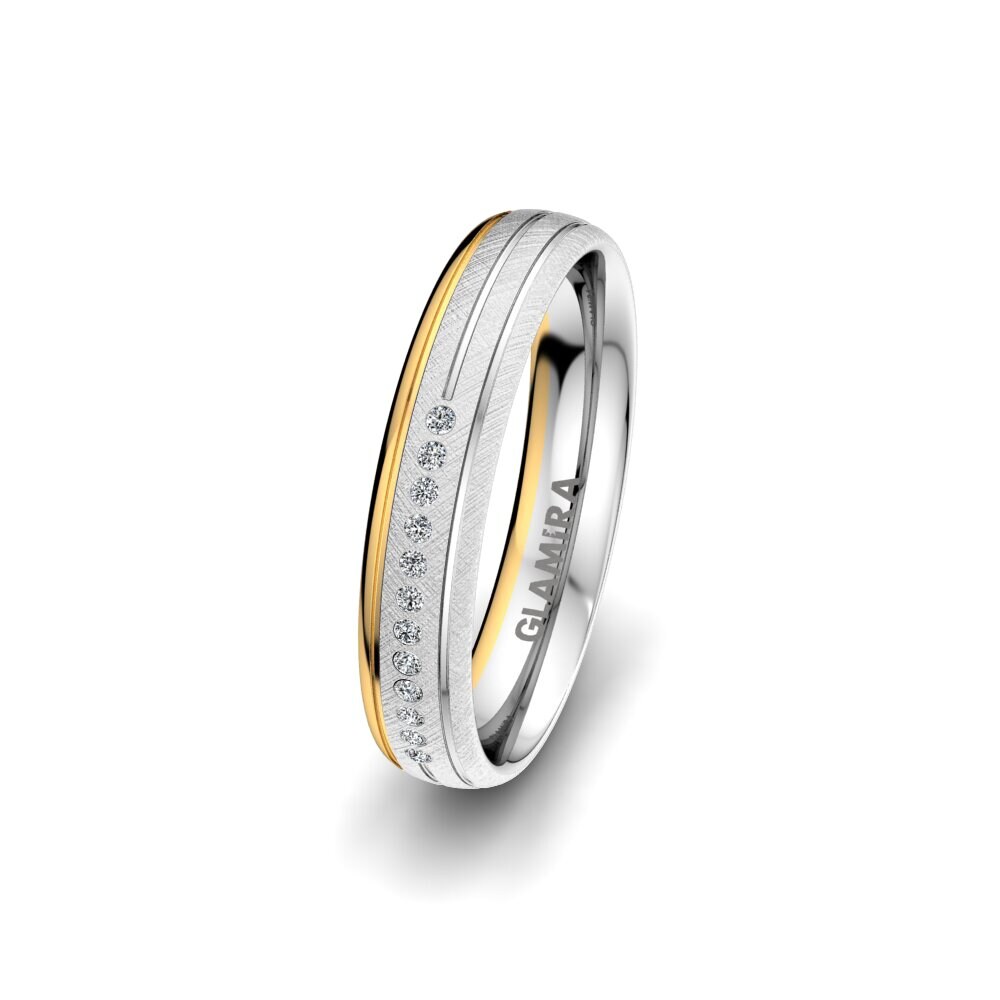 14k 白黃K金 女士结婚戒指 Alluring Line 4 mm