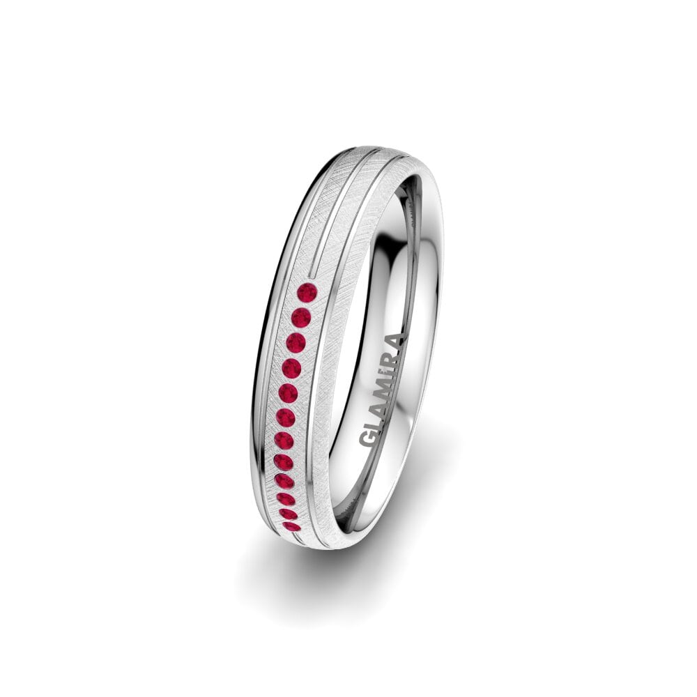 Or Blanc 585 Rubis Alliance pour femme Alluring Line 4 mm