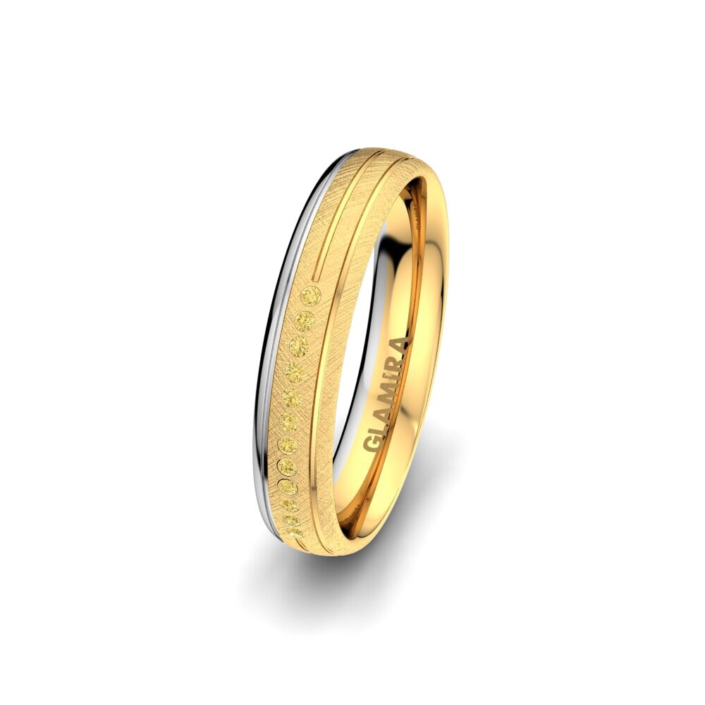 14ct Yellow & White Gold Yellow Diamond Women's Wedding Ring Alluring Line 4 mm