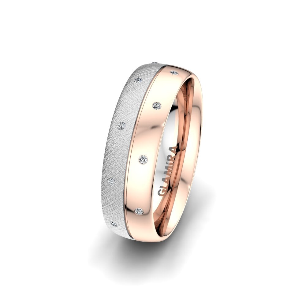 9ct White & Rose Gold Women's Wedding Ring Alluring Visual 6 mm