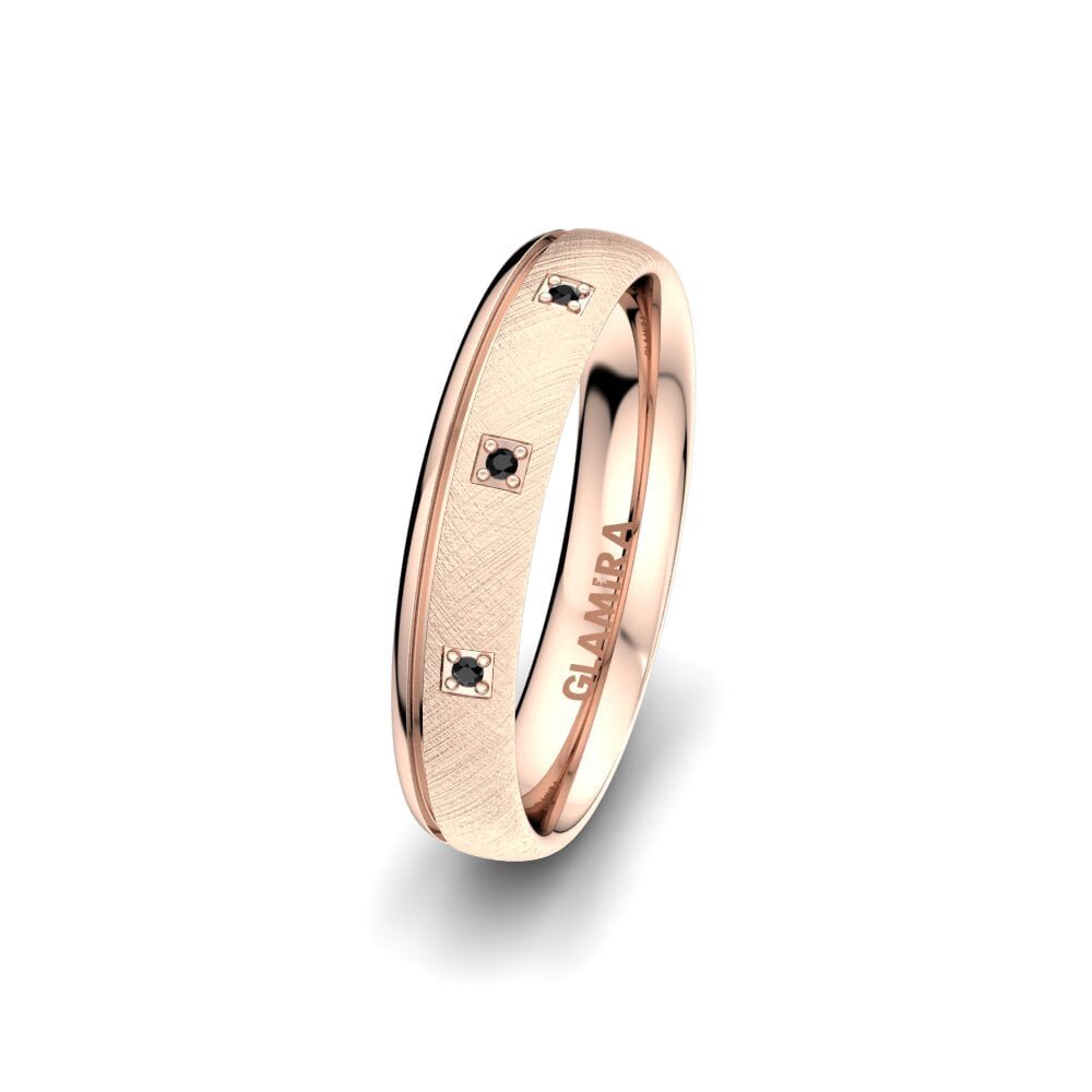 14ct Rose Gold Black Sapphire Women's Wedding Ring Pretty Tale 4 mm