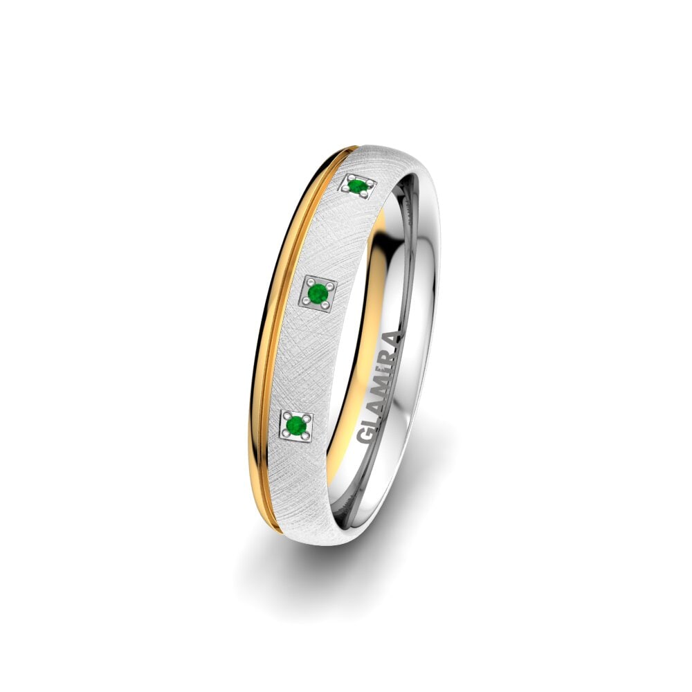 Or Blanc & Jaune 375 Émeraude Alliance pour femme Pretty Tale 4 mm