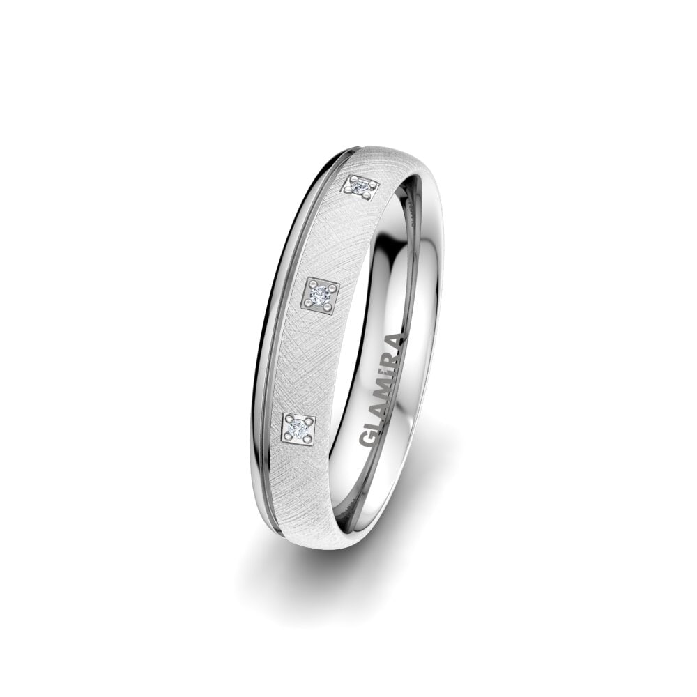 Paladio 950 Diamante cultivado en laboratorio Anillo Boda Mujer Pretty Tale 4 mm