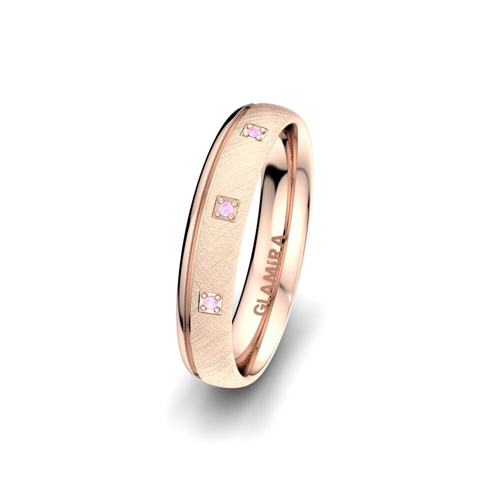 14ct Rose Gold Pink Sapphire Women's Wedding Ring Pretty Tale 4 mm