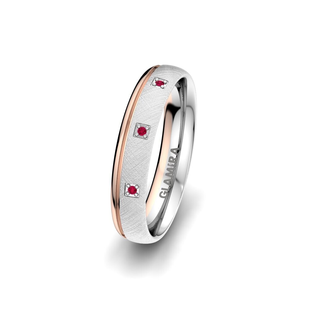9K White & Rose Gold Ruby Women's Ring Pretty Tale 4 mm