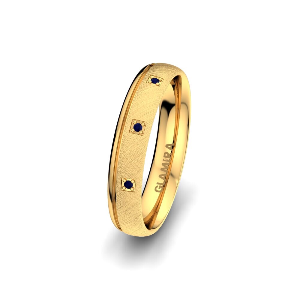 14ct Yellow Gold Sapphire Women's Wedding Ring Pretty Tale 4 mm