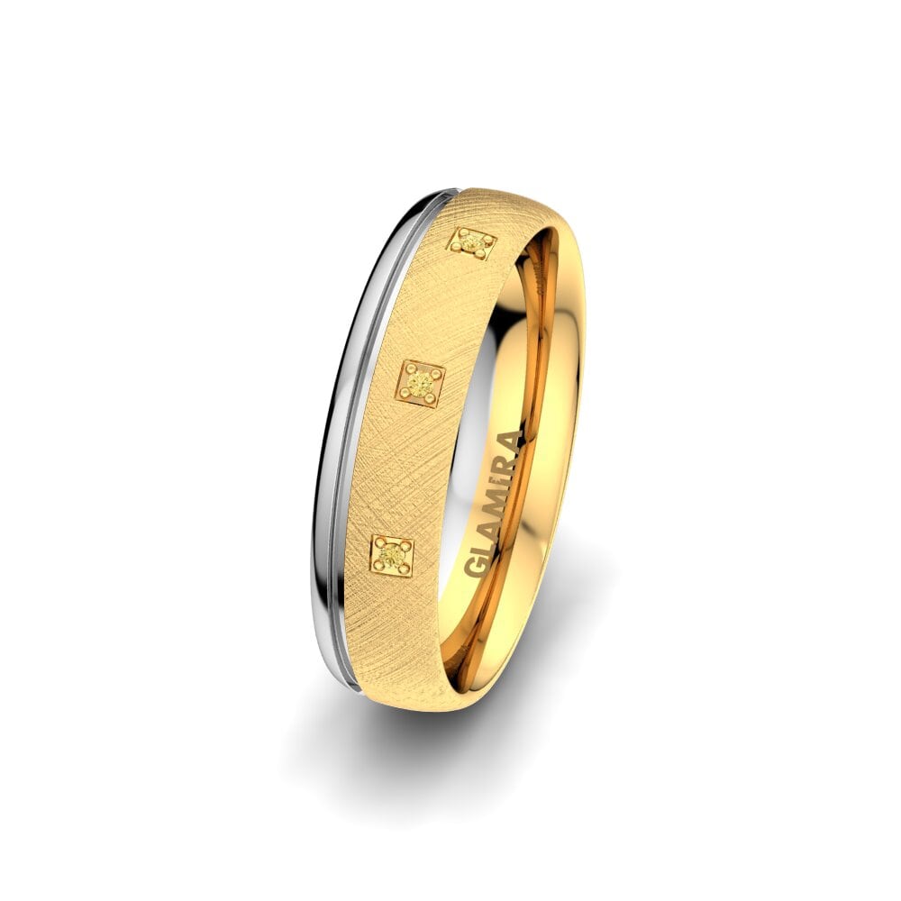 14ct Yellow & White Gold Yellow Diamond Women's Wedding Ring Pretty Tale 5 mm