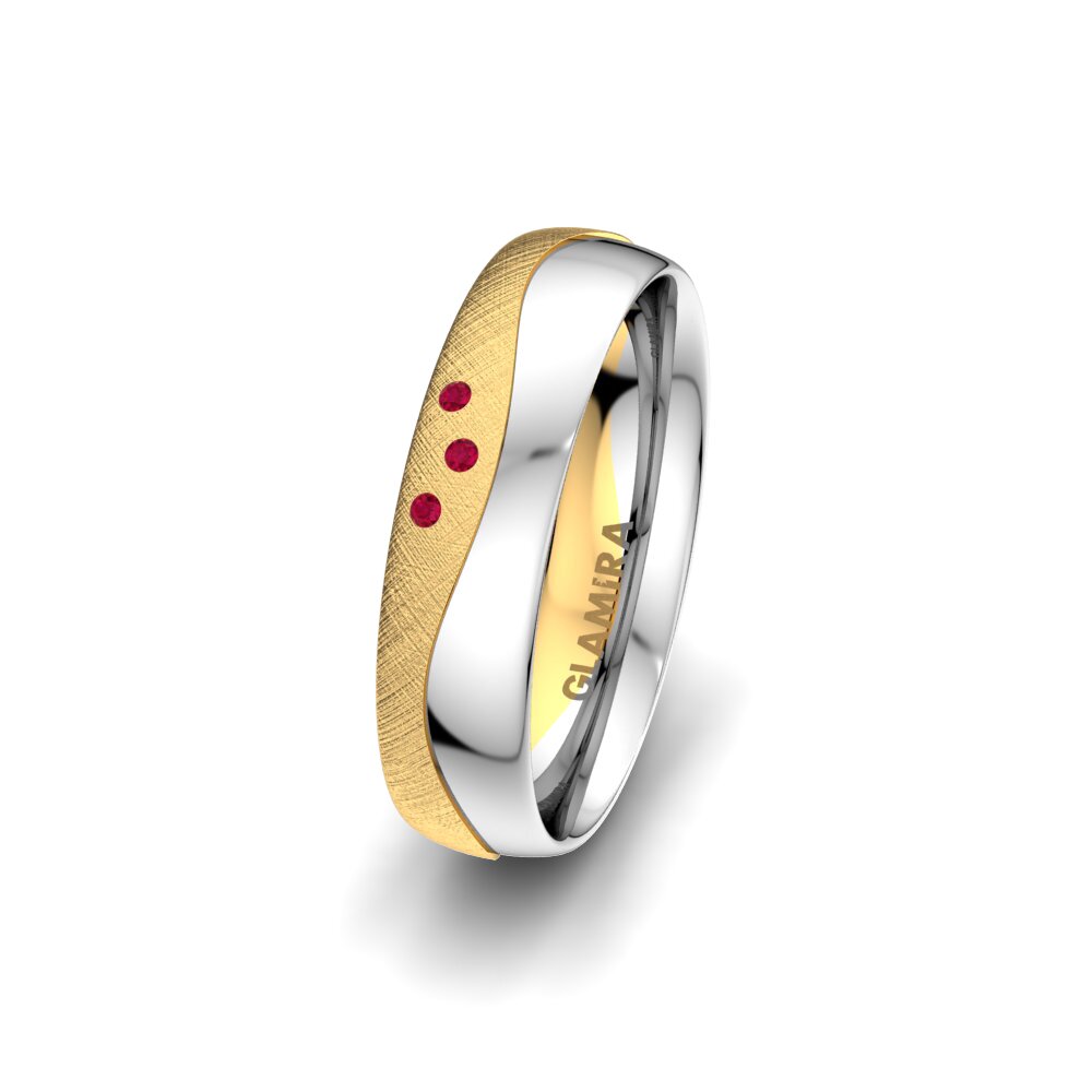 Or Jaune & Blanc 375 Rubis Alliance pour femme Sensual Division 5 mm