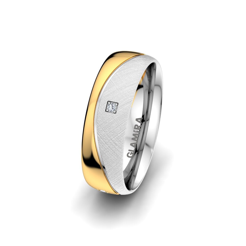 Weiß & Gelbgold 750 Diamant Damen trauring Bright Square 6 mm