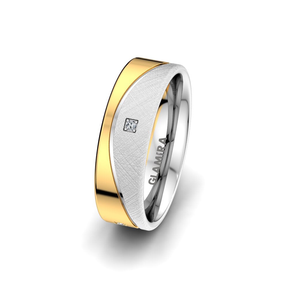 18ct White & Yellow Gold Women's Wedding Ring Bright Square 6 mm