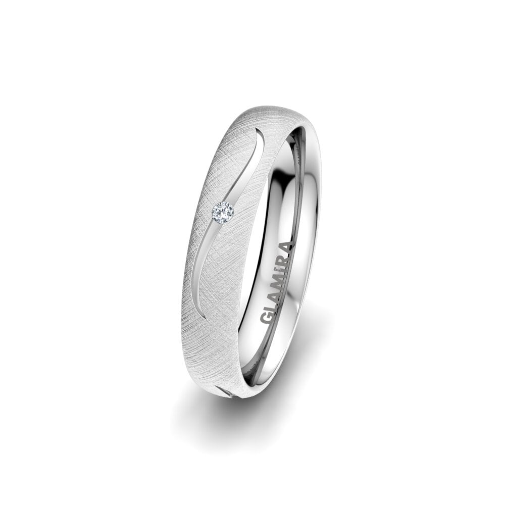 Paladio 950 Diamante cultivado en laboratorio Anillo Boda Mujer Triple Effect 4 mm