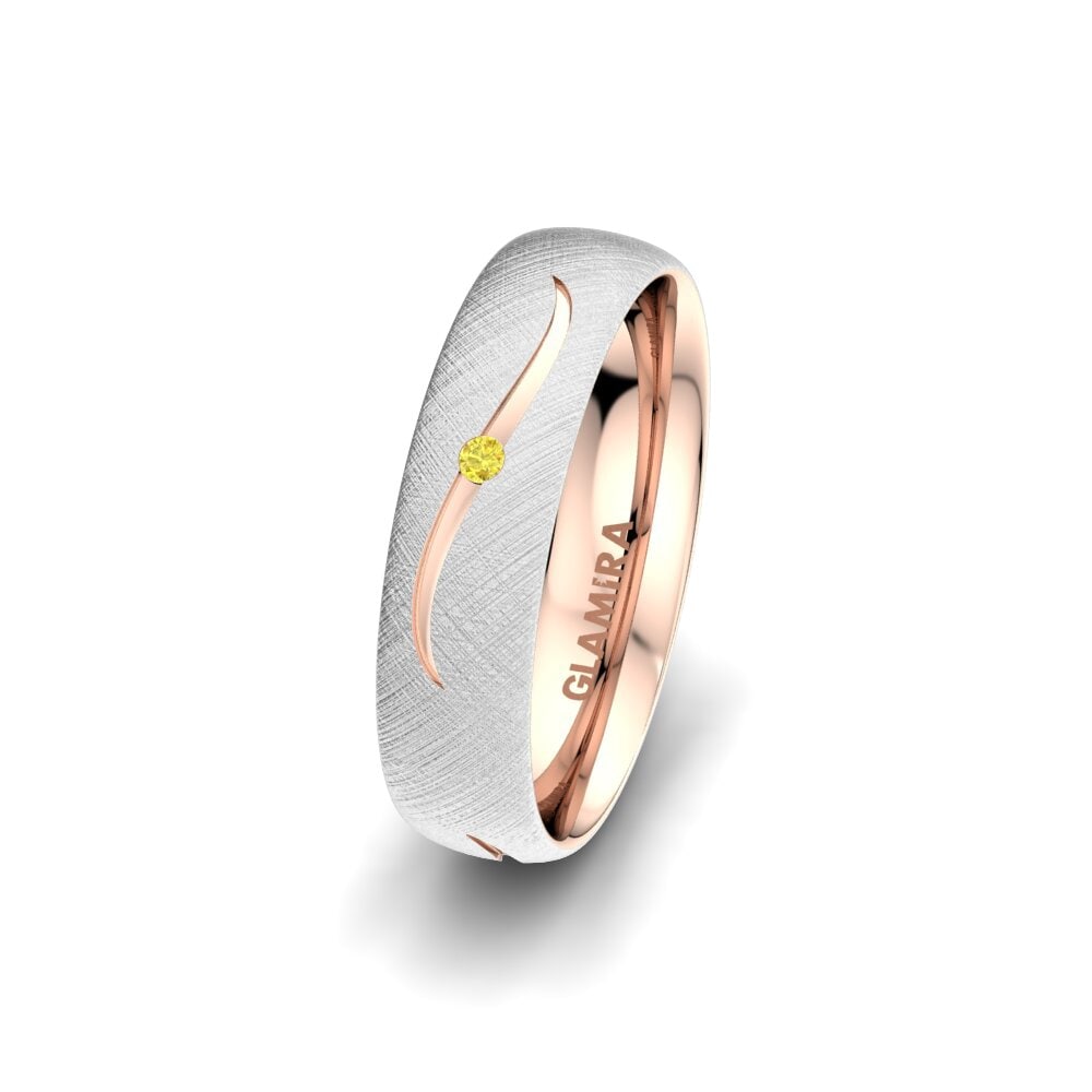 Zafiro amarillo Anillo Boda Mujer Triple Effect 5 mm
