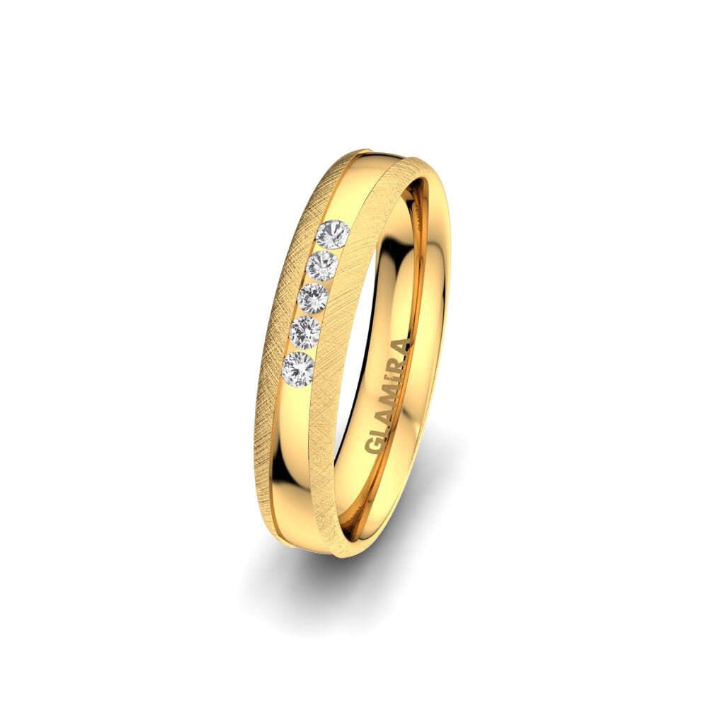 9ct Yellow Gold White sapphire Women's Wedding Ring Attractive Light 4 mm