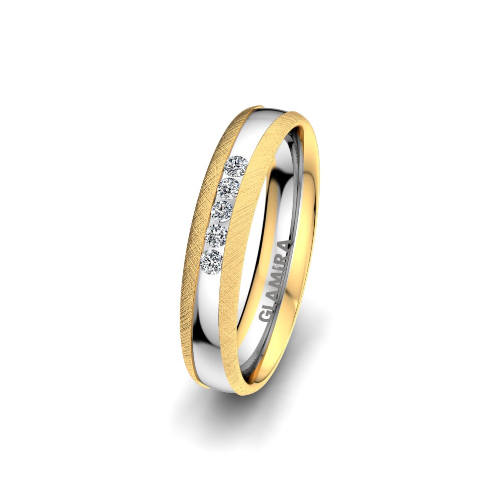 9k Yellow & White Gold Women's Wedding Ring Attractive Light 4 mm