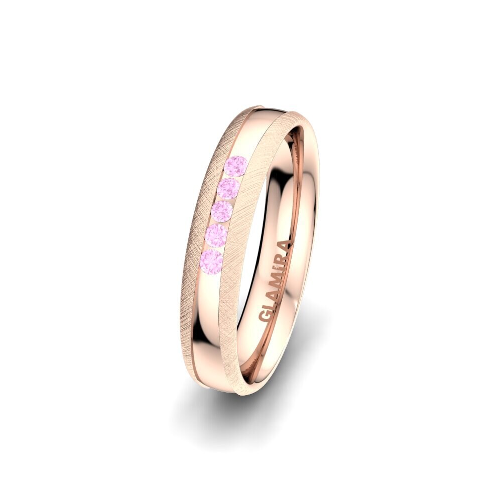 14ct Rose Gold Pink Sapphire Women's Wedding Ring Attractive Light 4 mm