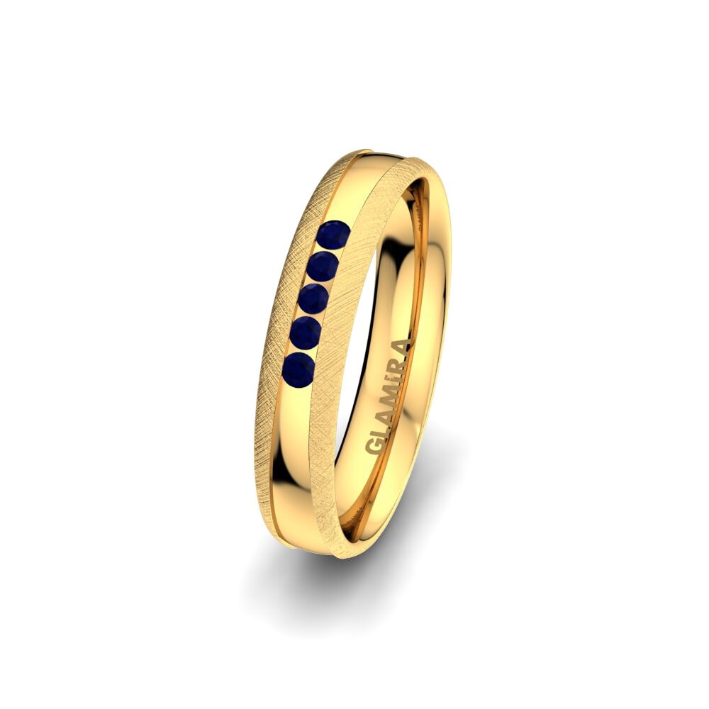9ct Yellow Gold Sapphire Women's Wedding Ring Attractive Light 4 mm