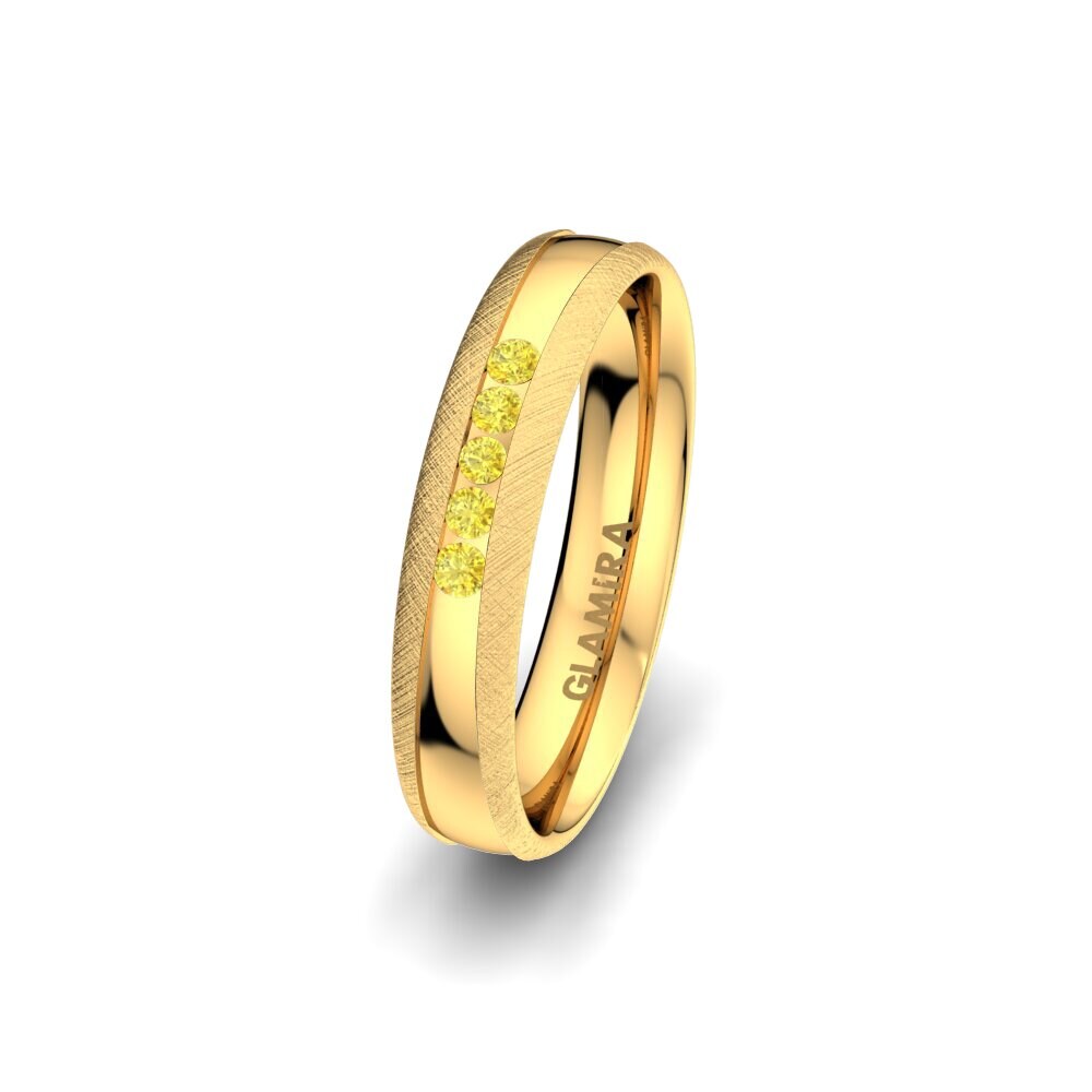 9ct Yellow Gold Yellow Sapphire Women's Wedding Ring Attractive Light 4 mm