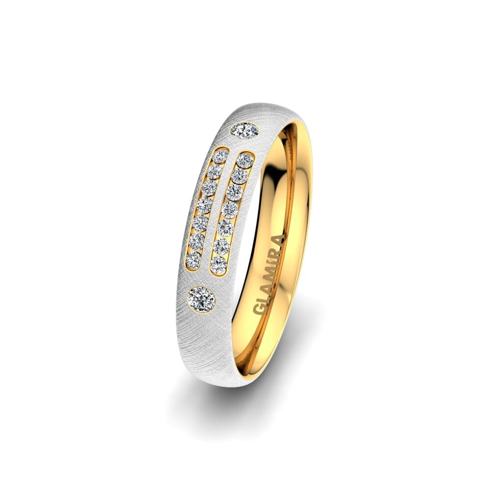 14k 白黃K金 女士结婚戒指 Attractive Glaze 4 mm