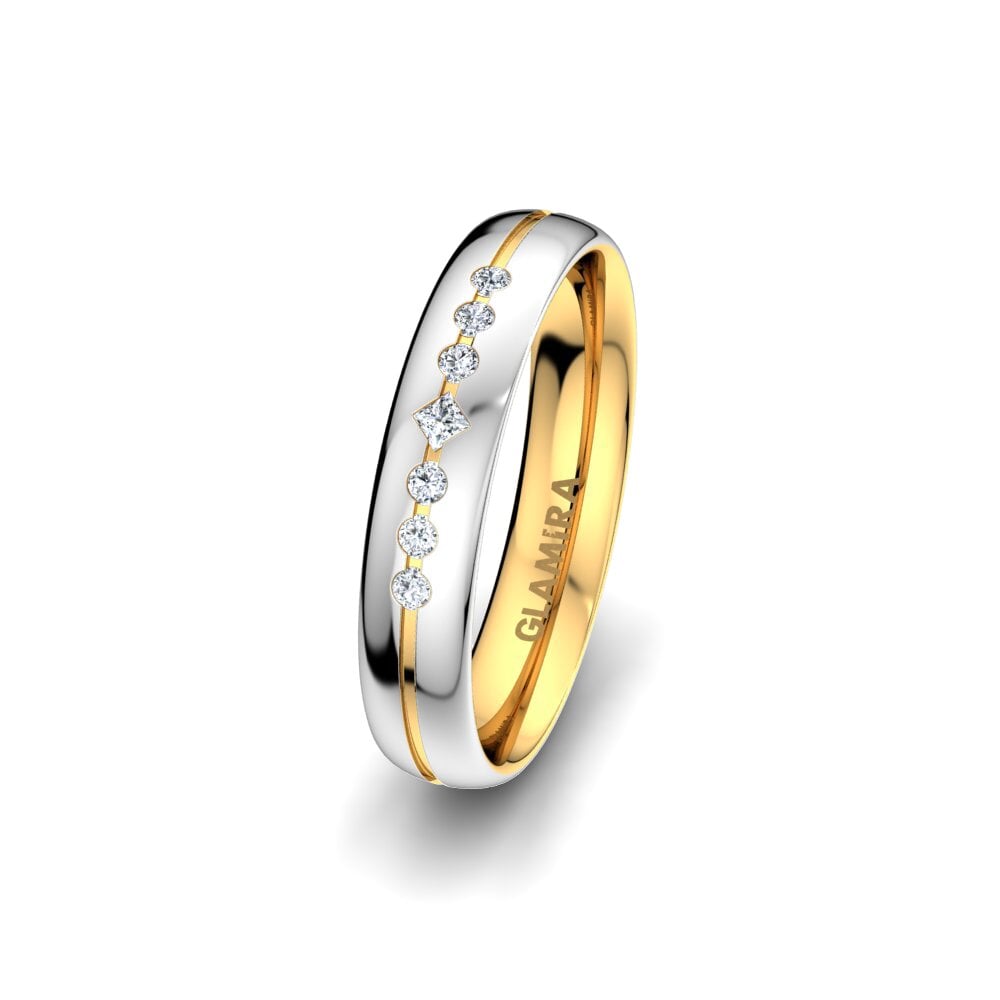 Weiß & Gelbgold 585 Diamant Damen trauring Authentic Line 4 mm