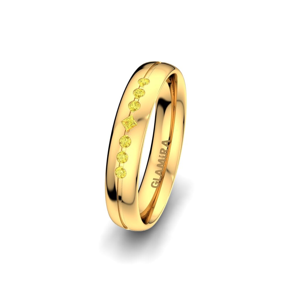 9ct Yellow Gold Yellow Sapphire Women's Wedding Ring Authentic Line 4 mm