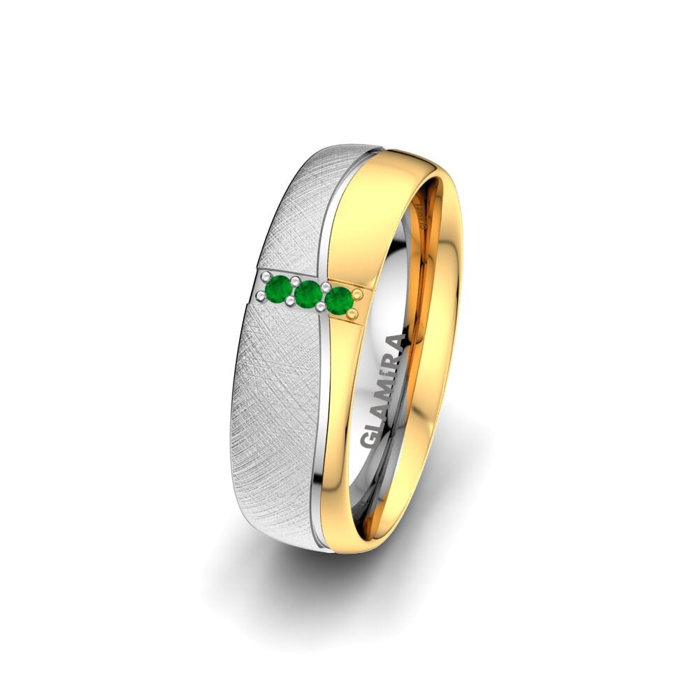 Or Blanc & Jaune 375 Émeraude Alliance pour femme Amazing Image 6 mm