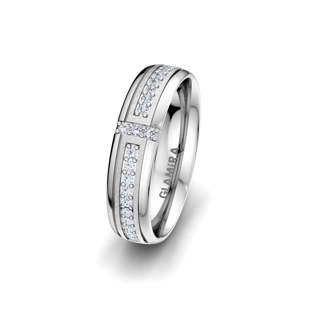 Or Blanc 585 Diamant Alliance pour femme Bright Core 5 mm
