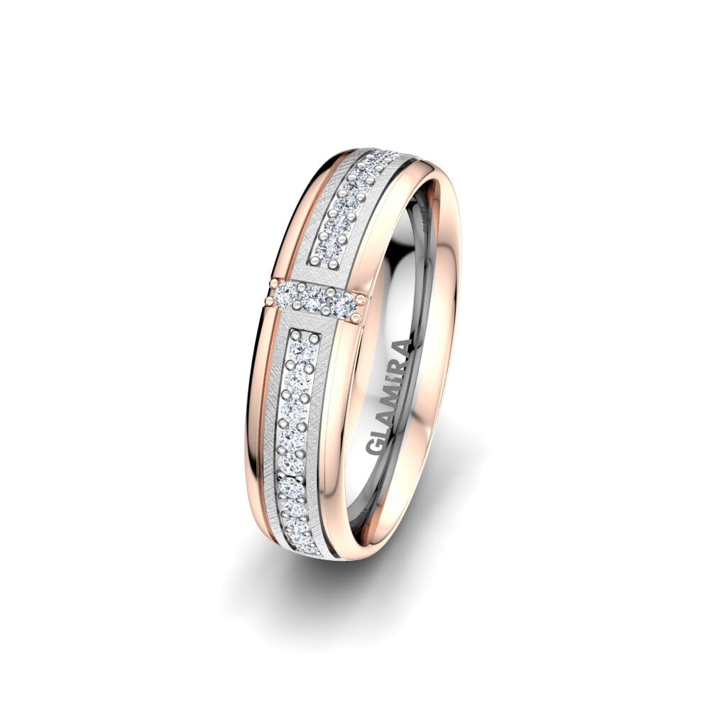 Weiß & Rotgold 750 Diamant Damen trauring Bright Core 5 mm