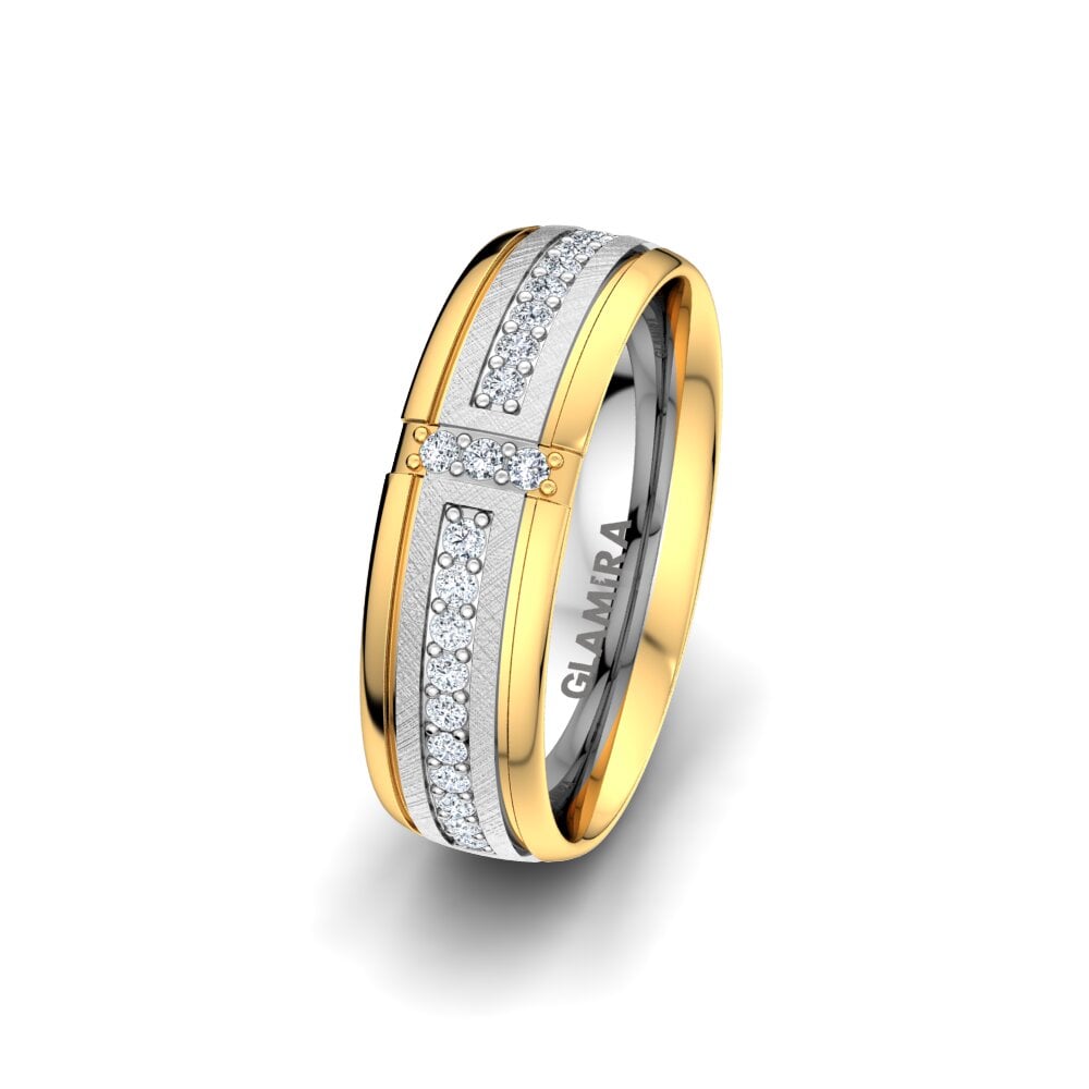Or Blanc & Jaune 585 Diamant Alliance pour femme Bright Core 6 mm