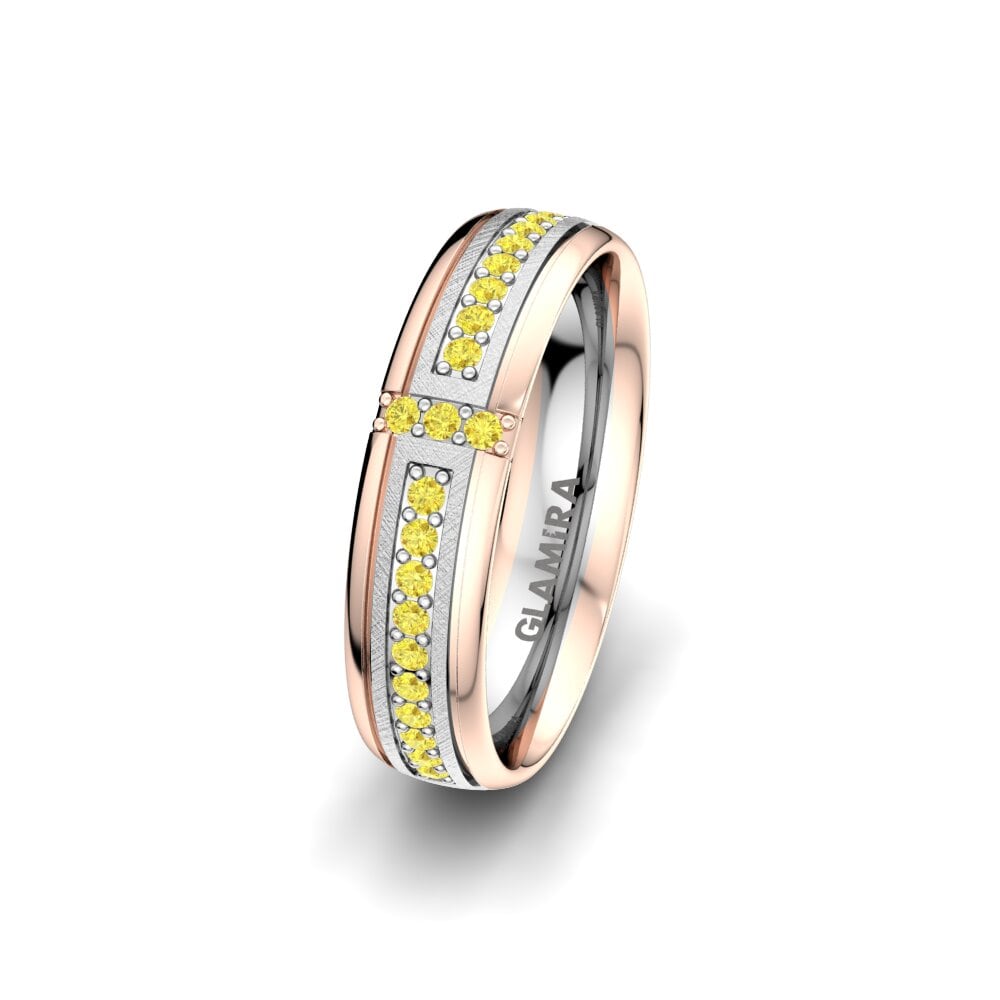 Weiß & Rotgold 750 Gelber Saphir Damen trauring Bright Core 5 mm