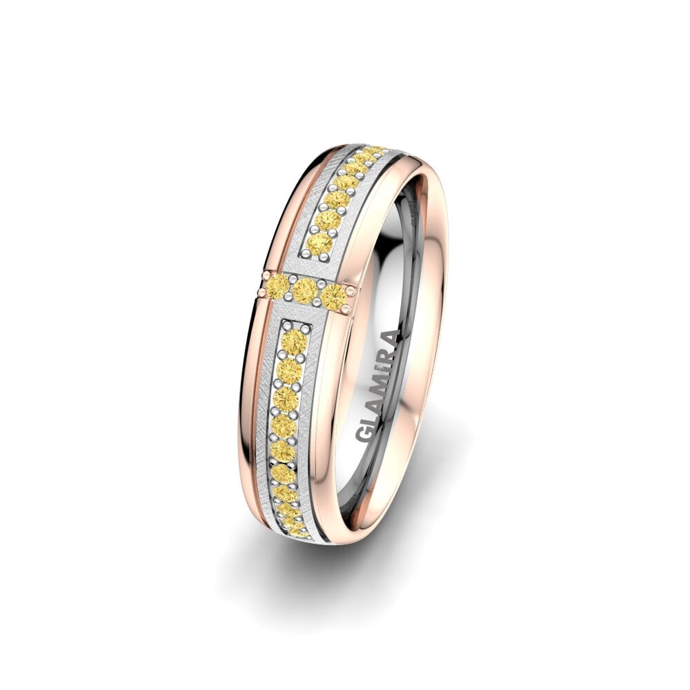 Weiß & Rotgold 750 Gelber Diamant Damen trauring Bright Core 5 mm