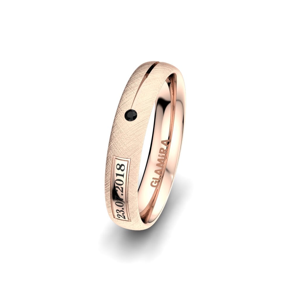 14ct Rose Gold Black Sapphire Women's Wedding Ring Alluring Night 4 mm